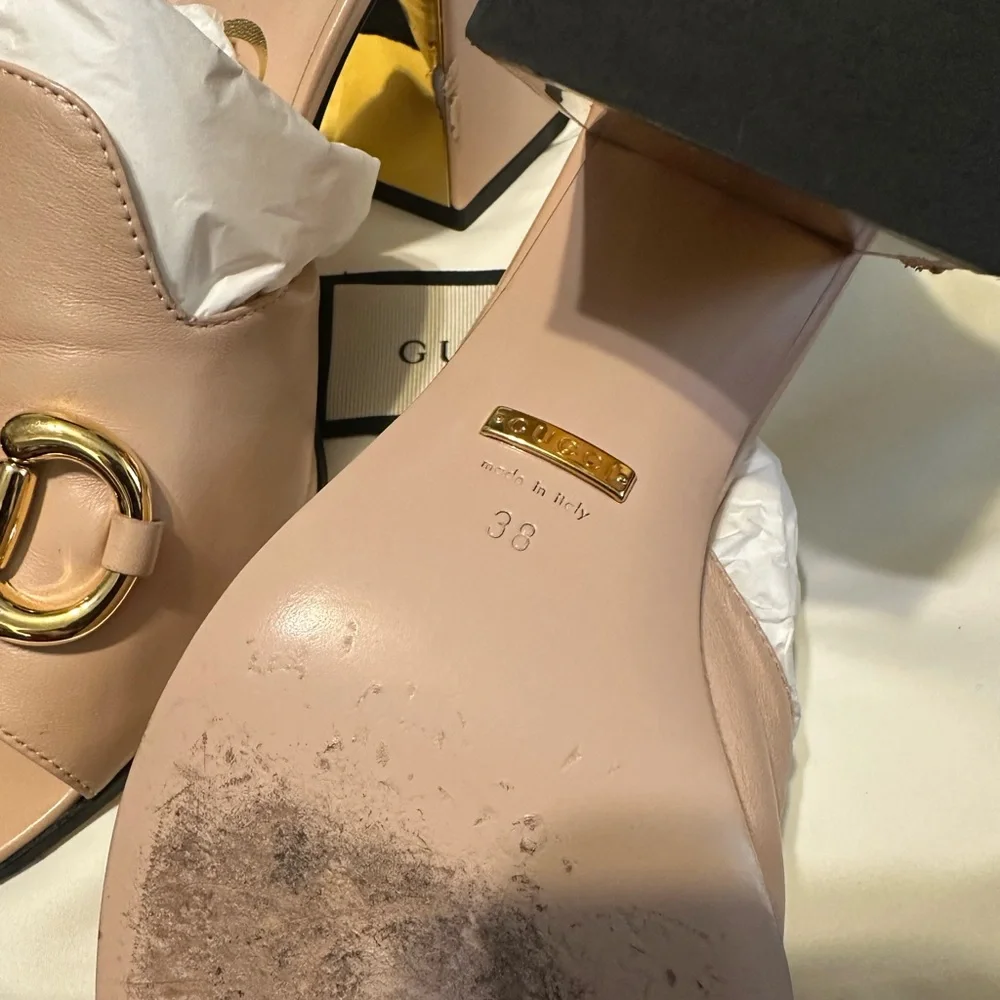 Gucci horsebit Women's 
Beige Leather Mules - Picture 10 of 16